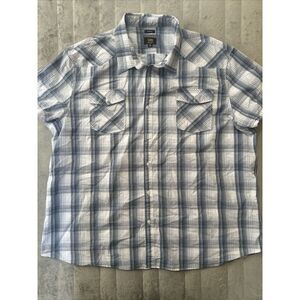 Lee Men's 3XL Blue/White Plaid Short Sleeve‎ Button-Up Shirt